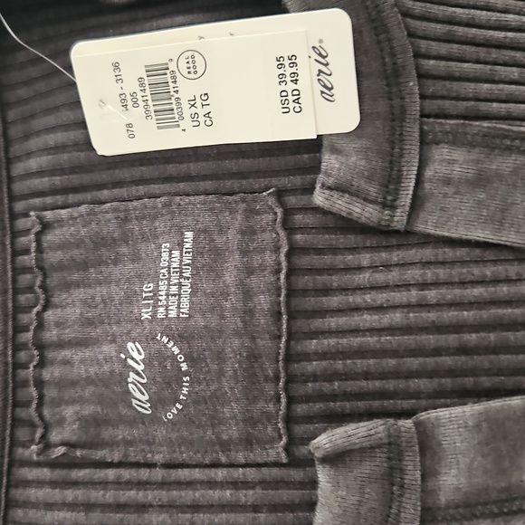 Aerie Charcoal Ribbed Long Sleeve Top - Picture 2 of 2